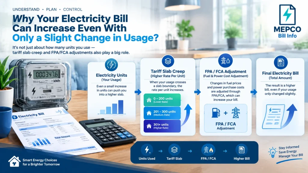 MEPCO tariff slab and electricity bill charges